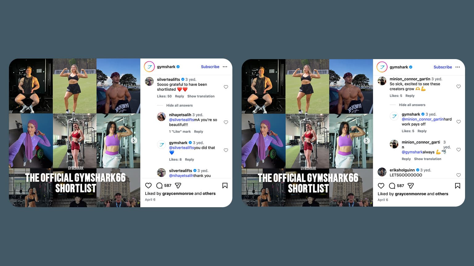 Gymshark fitness challenge results